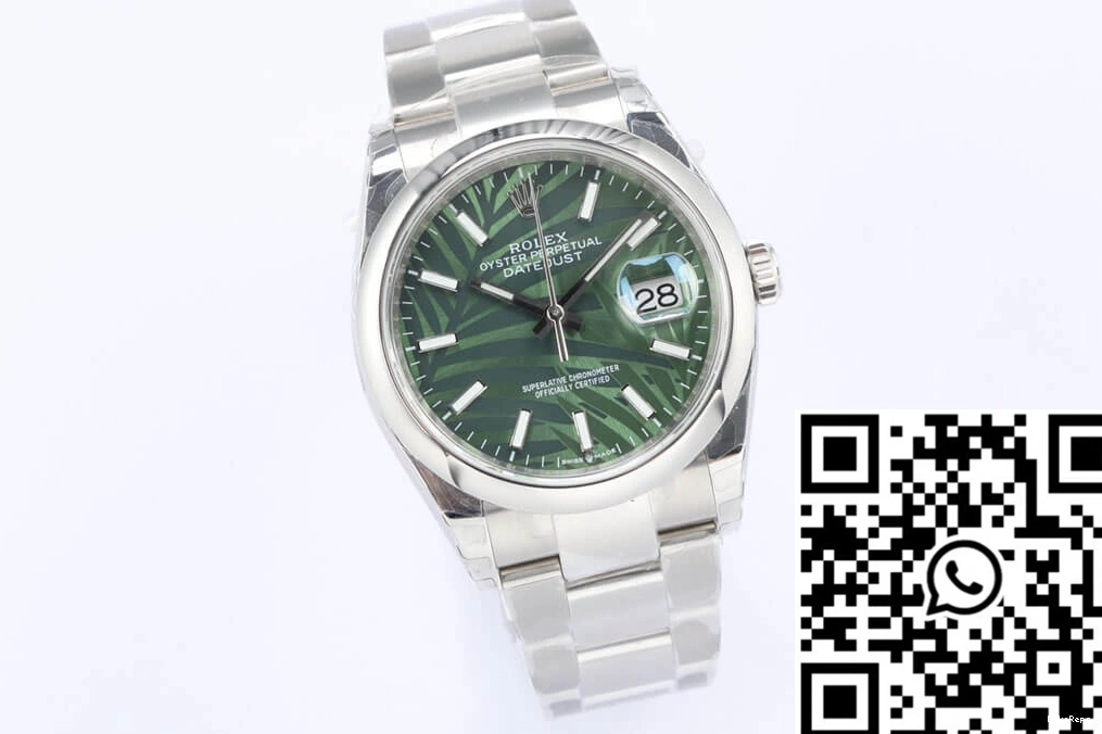 Datejust Rolex Pattern Dial Palm Green Factory M126200-0020 Olive EW Leaf 0413